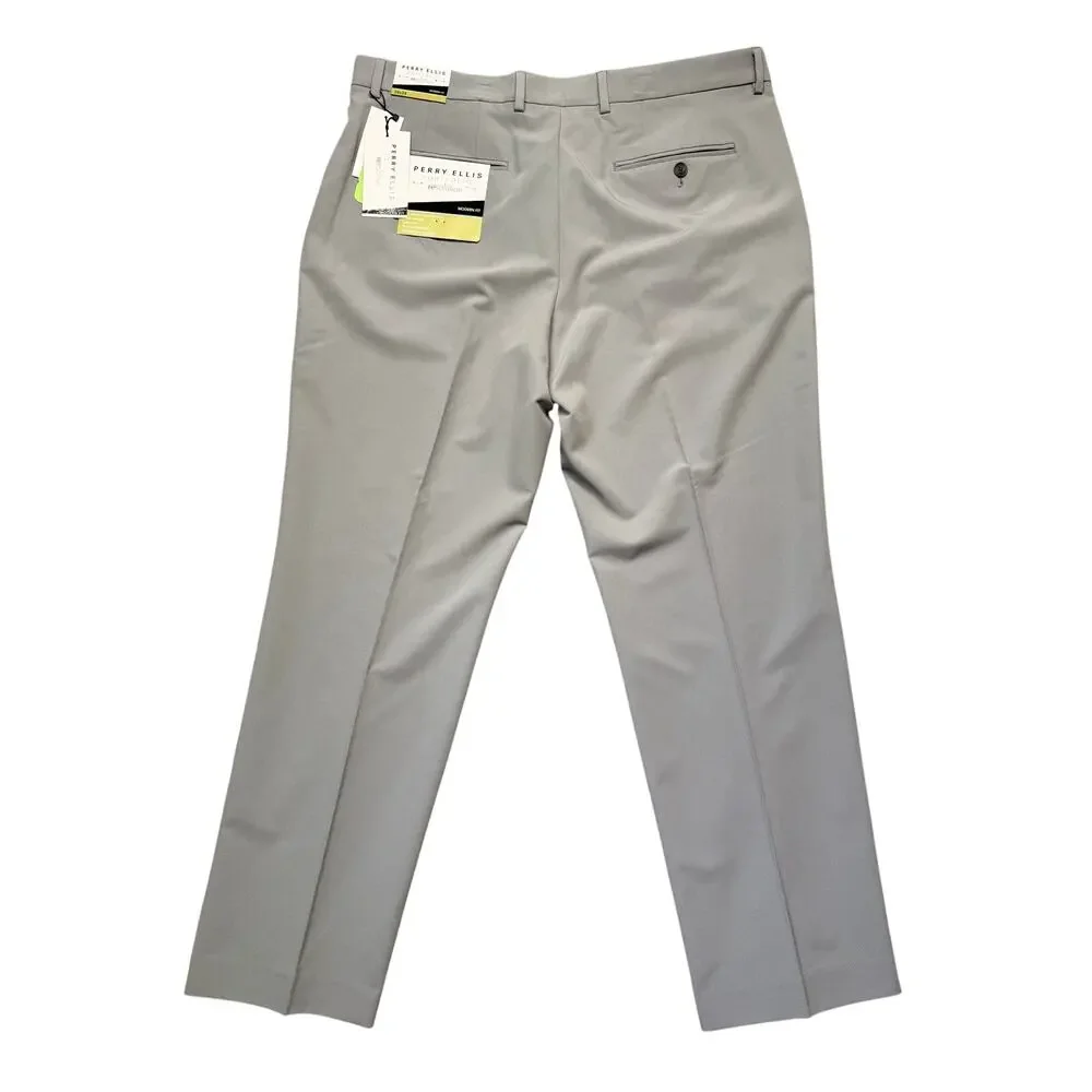 Perry Ellis Portfolio Men's Modern-Fit Stretch Pants Chiseled Stone 36x29 $95